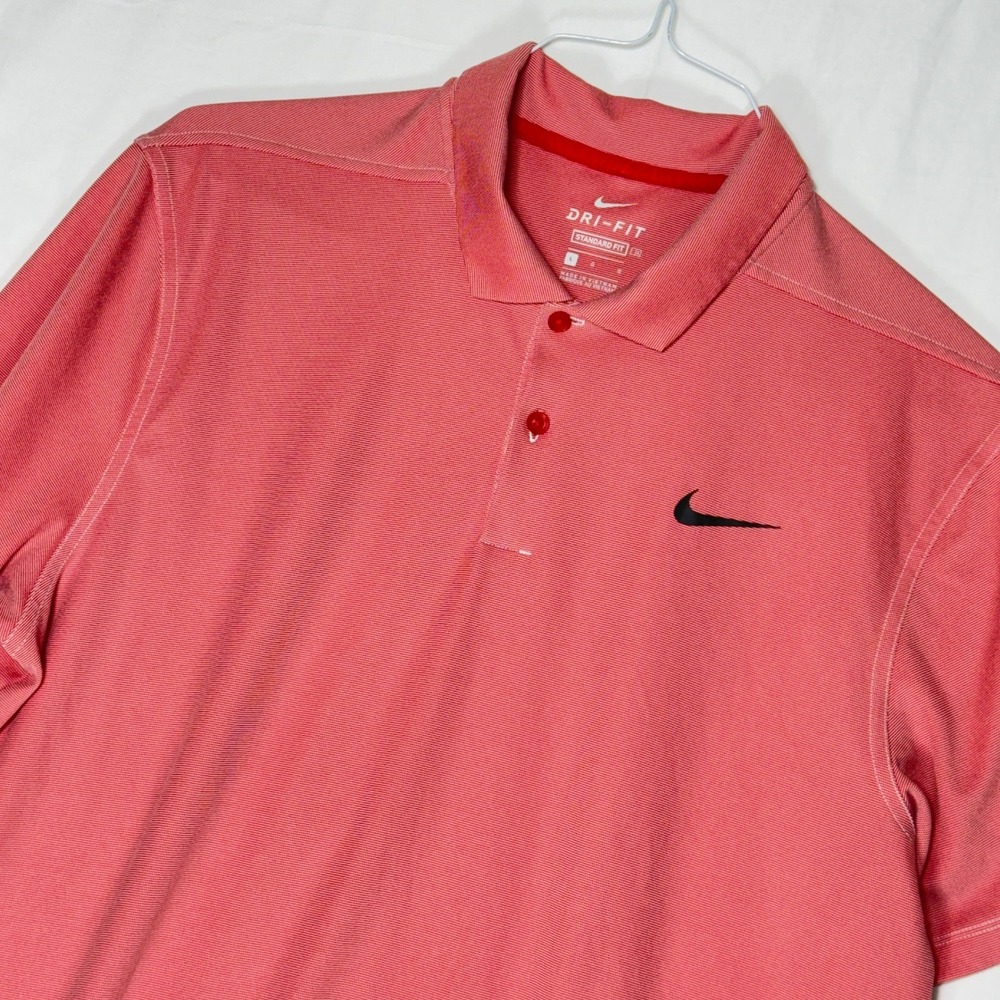 Nike Dri Fit‎ Standard Fit Men's Coral Golf Polo Shirt Size Large